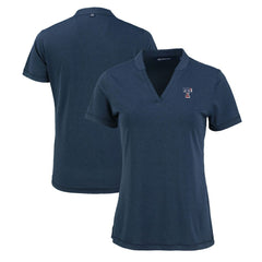 Texas Rangers Cutter & Buck Women's Forge Stretch Blade DryTec V-Neck Polo - Heather Navy - MLB on Sale