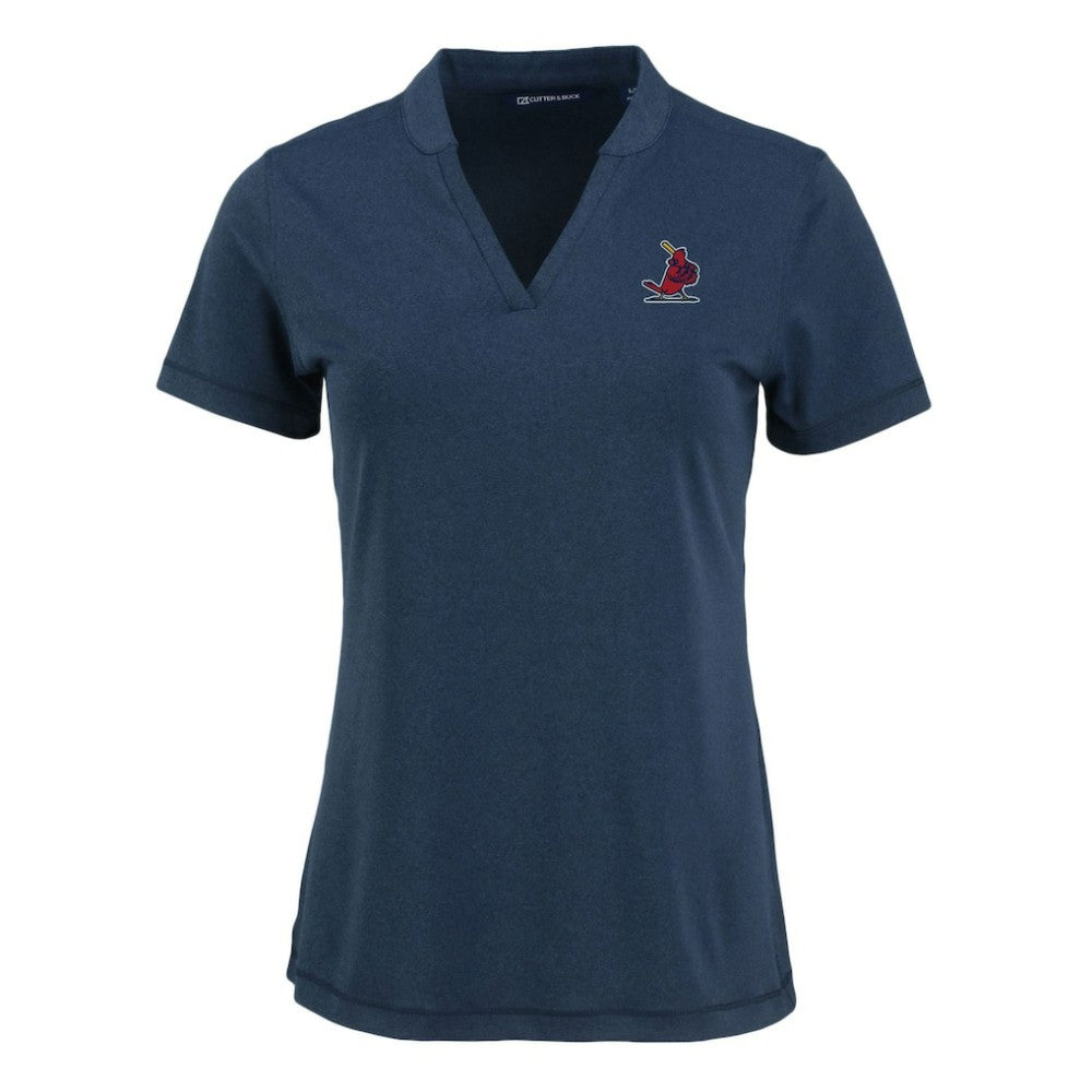 St. Louis Cardinals Cutter & Buck Women's Forge Stretch Blade DryTec V-Neck Polo - Heather Navy - MLB Sale