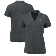 Toronto Blue Jays Cutter & Buck Women's Forge Stretch Blade DryTec V-Neck Polo - Heather Black - MLB on Sale