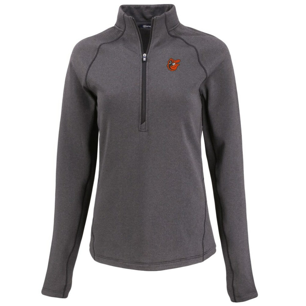 Baltimore Orioles Cutter & Buck Women's Peshastin Eco Fleece Recycled Raglan Half-Zip Top - Heather Black - MLB Online