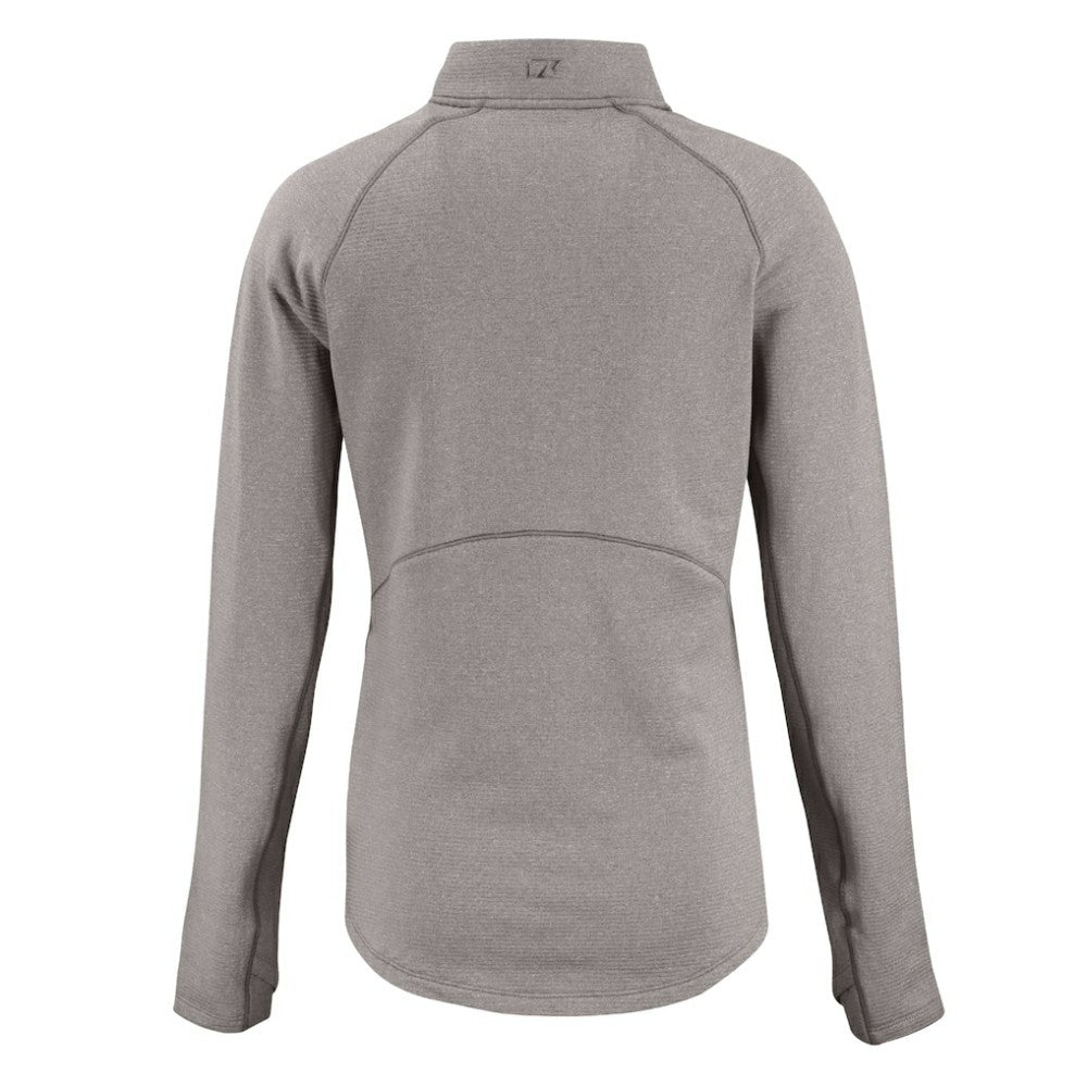 Atlanta Braves Cutter & Buck Women's Peshastin Eco Fleece Recycled Raglan Half-Zip Top - Heather Gray - MLB Discount