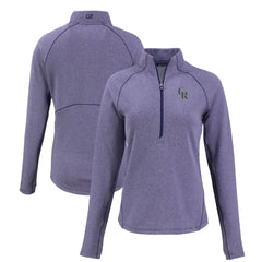 Colorado Rockies Cutter & Buck Women's Peshastin Eco Fleece Recycled Raglan Half-Zip Top - Heather Purple - MLB on Sale
