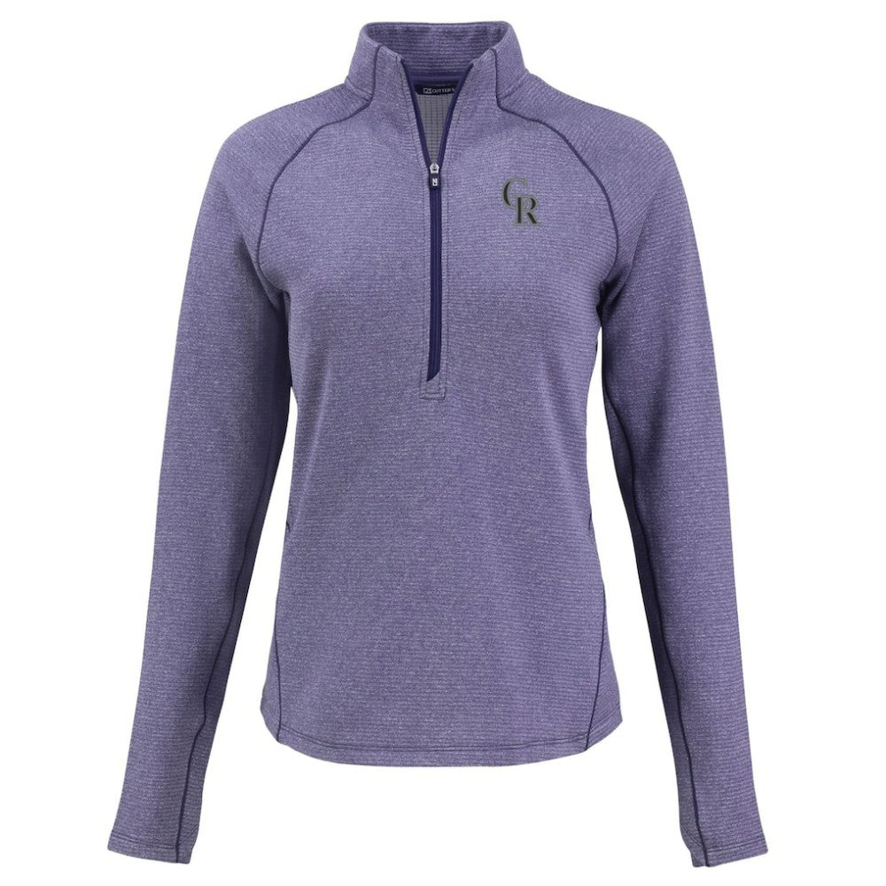 Colorado Rockies Cutter & Buck Women's Peshastin Eco Fleece Recycled Raglan Half-Zip Top - Heather Purple - MLB on Sale