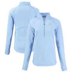 Kansas City Royals Cutter & Buck Women's Peshastin Eco Fleece Recycled Raglan Half-Zip Top - Heather Light Blue - MLB on Sale