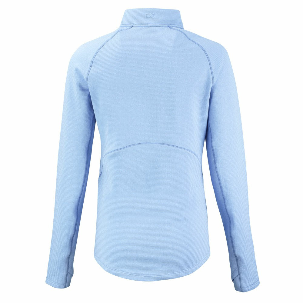 Kansas City Royals Cutter & Buck Women's Peshastin Eco Fleece Recycled Raglan Half-Zip Top - Heather Light Blue - MLB on Sale
