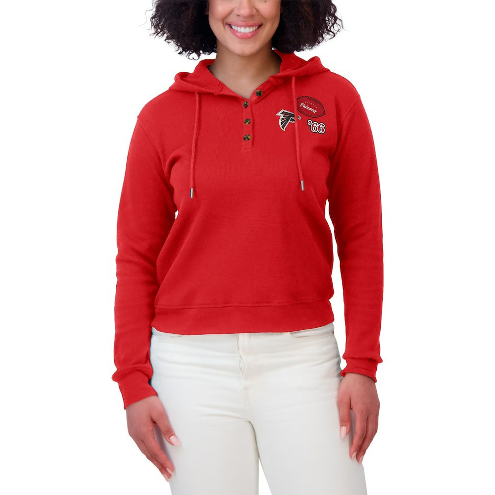 Atlanta Falcons WEAR by Erin Andrews Women's Plus Size Waffle Hoodie Pullover Top Red