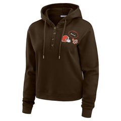 Cleveland Browns WEAR by Erin Andrews Women's Plus Size Waffle Hoodie Pullover Top Brown