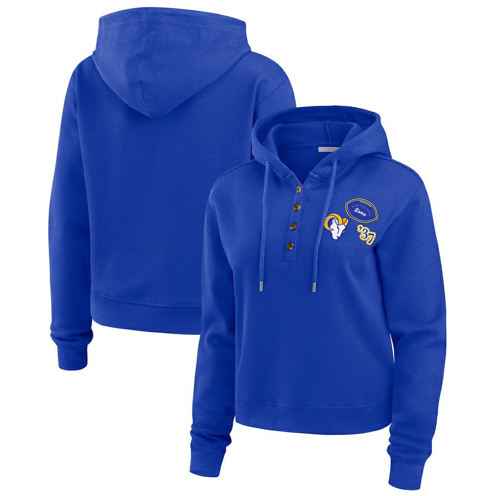 Los Angeles Rams WEAR by Erin Andrews Women's Plus Size Waffle Hoodie Pullover Top Royal
