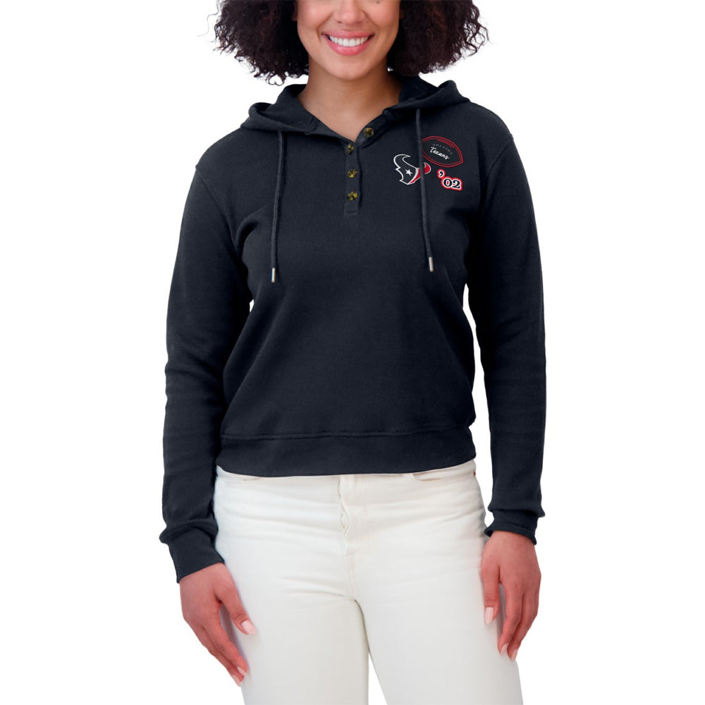 Houston Texans WEAR by Erin Andrews Women's Plus Size Waffle Hoodie Pullover Top Navy