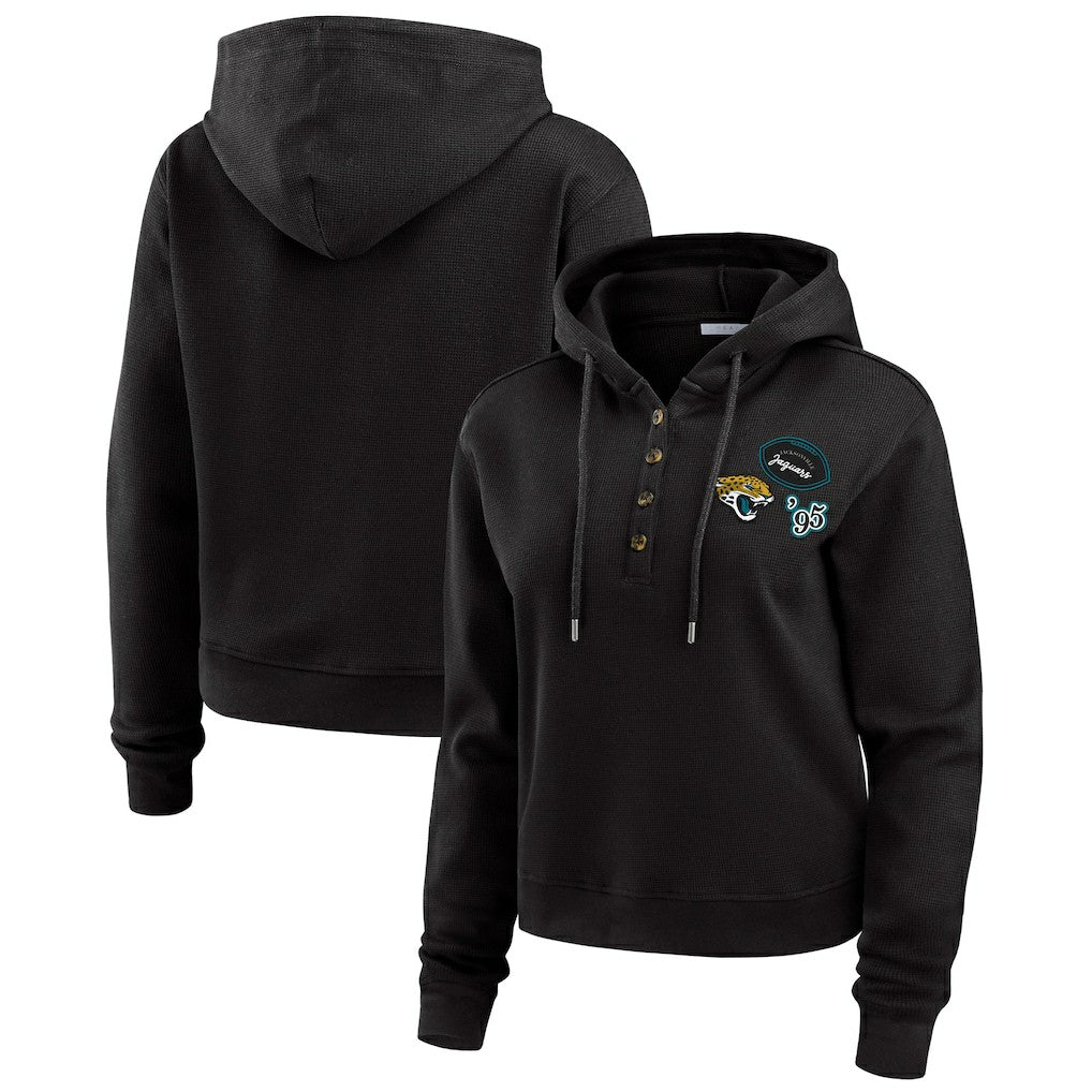 Jacksonville Jaguars WEAR by Erin Andrews Women's Plus Size Waffle Hoodie Pullover Top Black