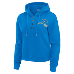 Los Angeles Chargers WEAR by Erin Andrews Women's Plus Size Waffle Hoodie Pullover Top Blue