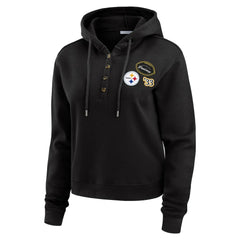 Pittsburgh Steelers WEAR by Erin Andrews Women's Plus Size Waffle Hoodie Pullover Top Black