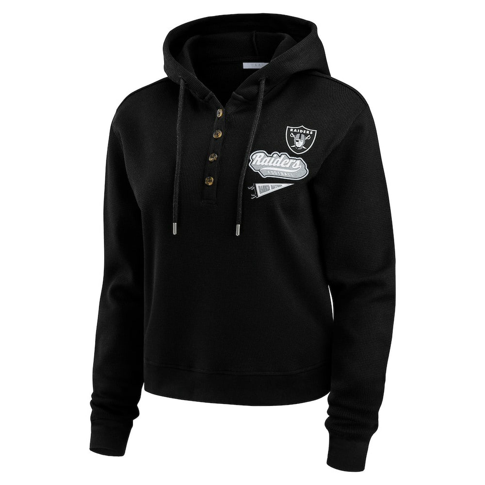 Las Vegas Raiders WEAR by Erin Andrews Women's Plus Size Waffle Hoodie Pullover Top Black
