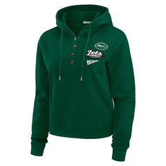 New York Jets WEAR by Erin Andrews Women's Plus Size Waffle Hoodie Pullover Top Green