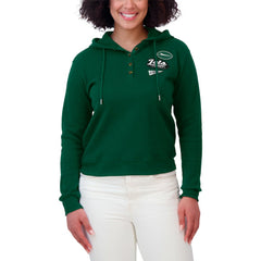 New York Jets WEAR by Erin Andrews Women's Plus Size Waffle Hoodie Pullover Top Green