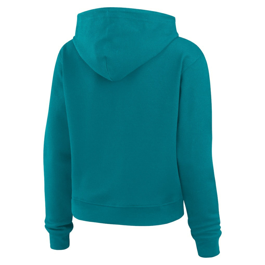 Miami Dolphins WEAR by Erin Andrews Women's Plus Size Waffle Hoodie Pullover Top Aqua