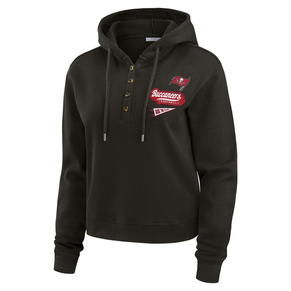 Tampa Bay Buccaneers WEAR by Erin Andrews Women's Plus Size Waffle Hoodie Pullover Top Pewter