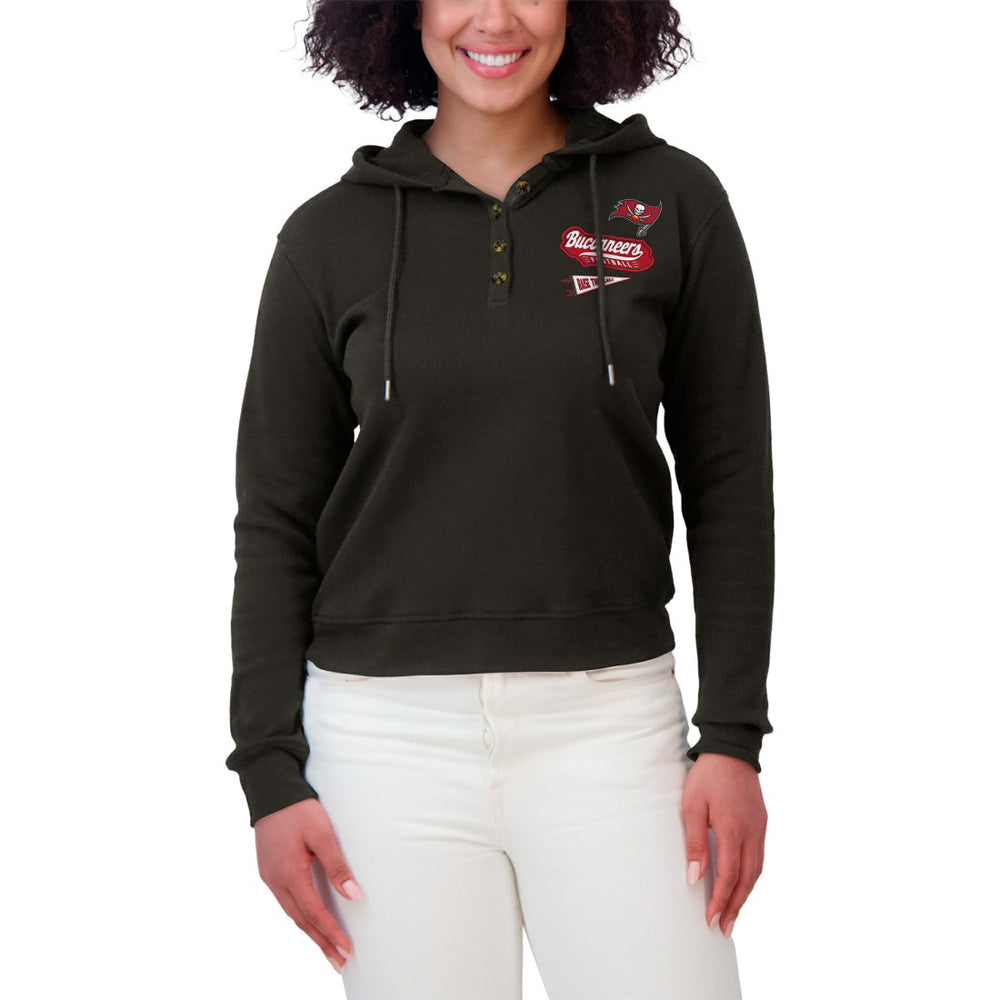 Tampa Bay Buccaneers WEAR by Erin Andrews Women's Plus Size Waffle Hoodie Pullover Top Pewter