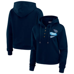 Tennessee Titans WEAR by Erin Andrews Women's Plus Size Waffle Hoodie Pullover Top Navy