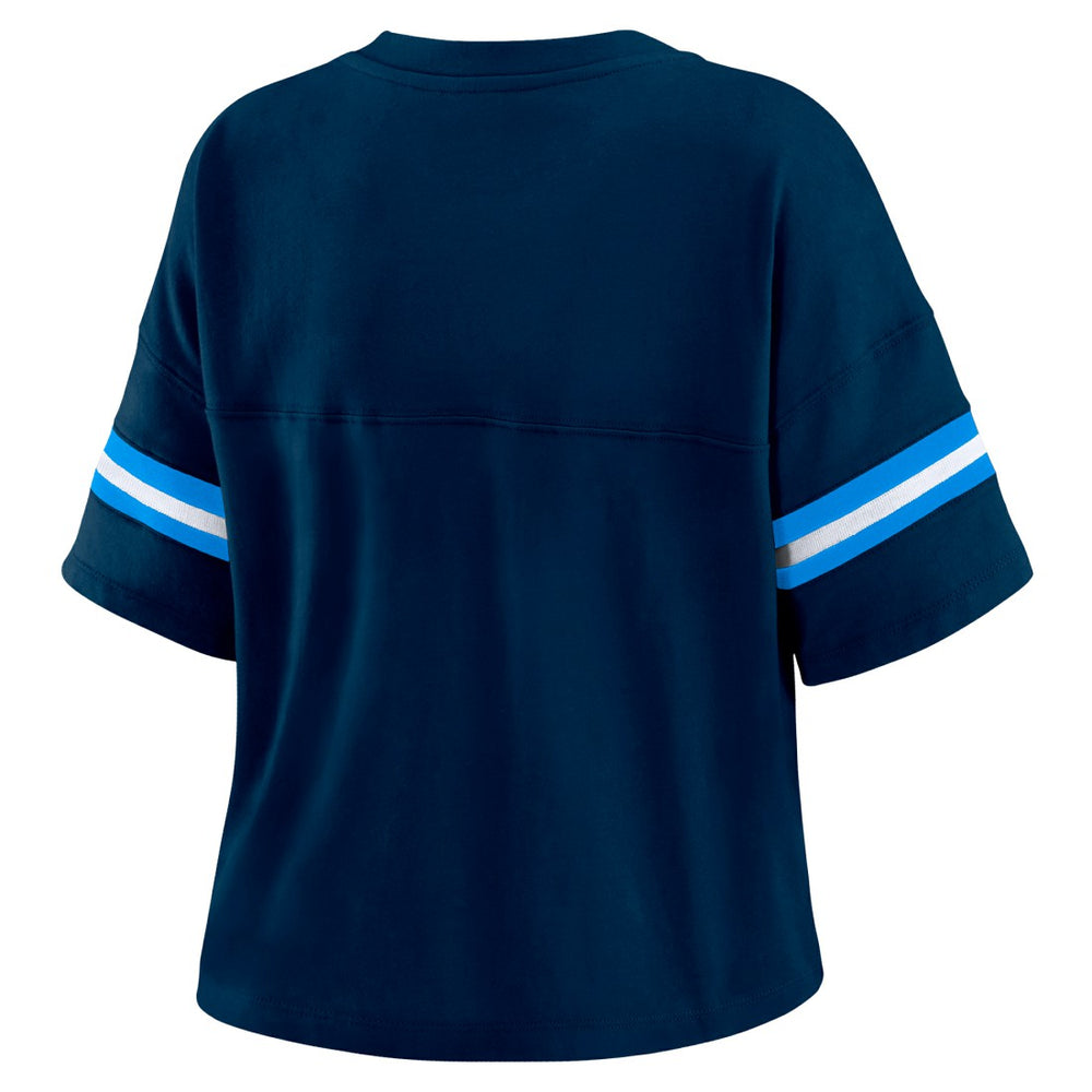 Tennessee Titans WEAR by Erin Andrews Women's Plus Size Color Block Boxy T-Shirt Navy/White