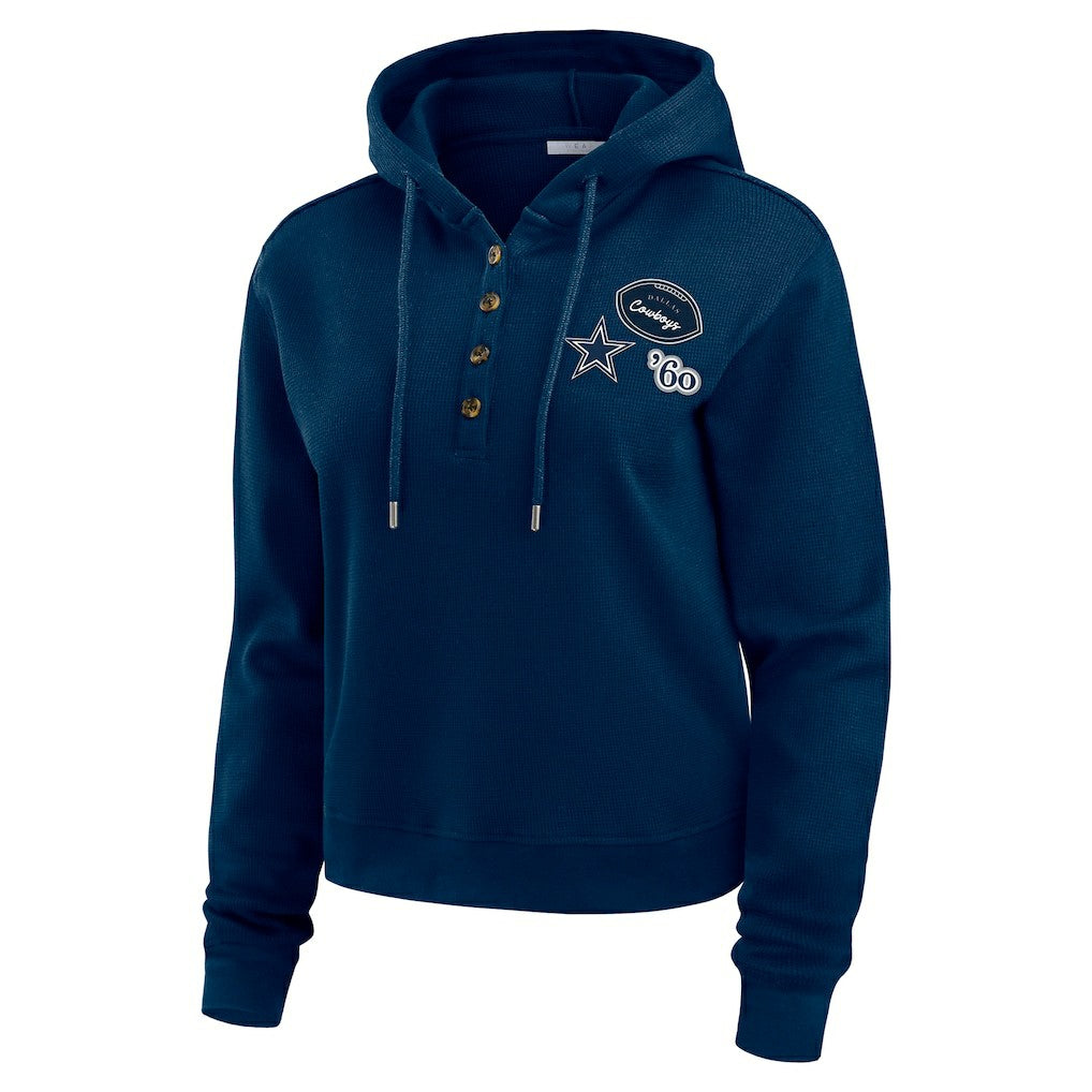 Dallas Cowboys WEAR by Erin Andrews Women's Plus Size Waffle Hoodie Pullover Top Navy