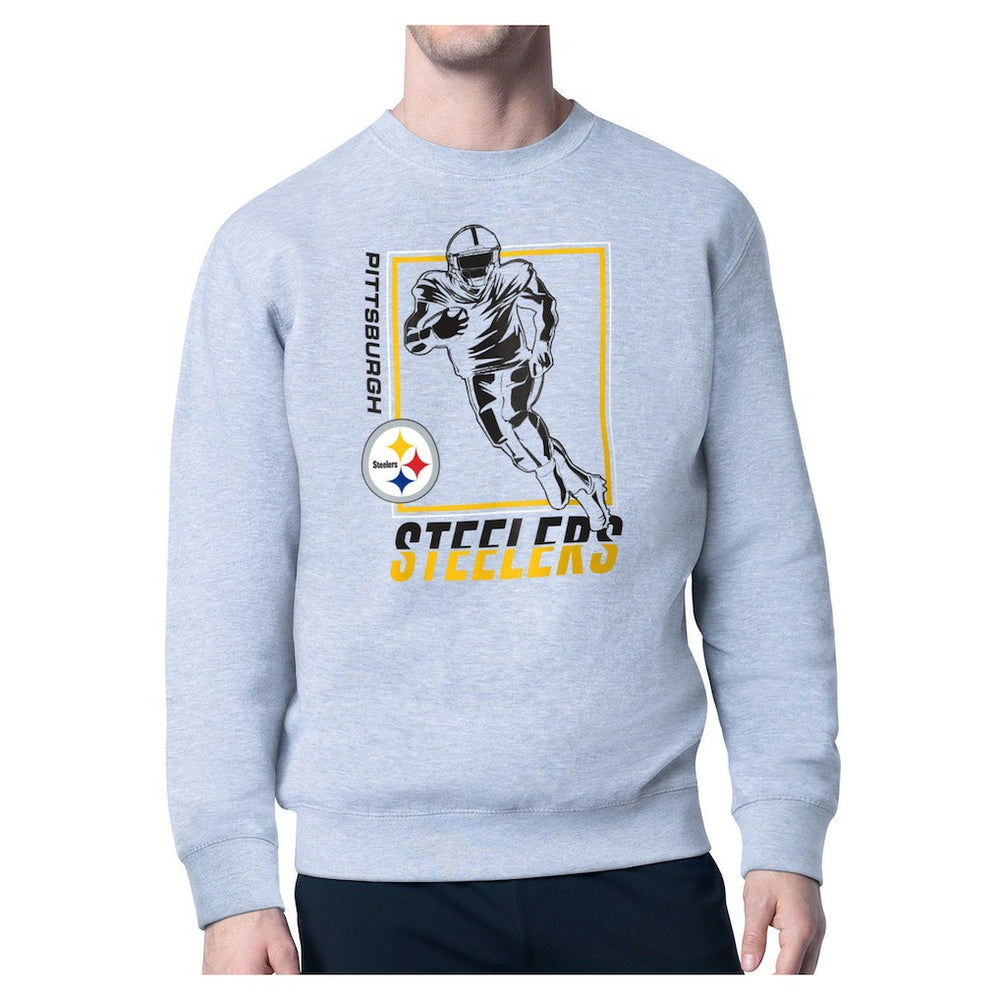 Pittsburgh Steelers Starter Player Grid Pullover Sweatshirt Heather Gray