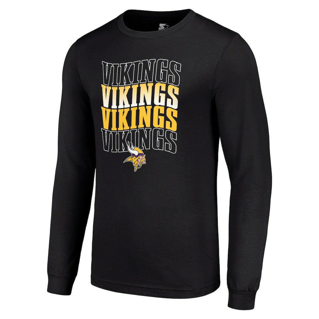 Minnesota Vikings Starter Team Name Graphic Long Sleeve T-Shirt Black