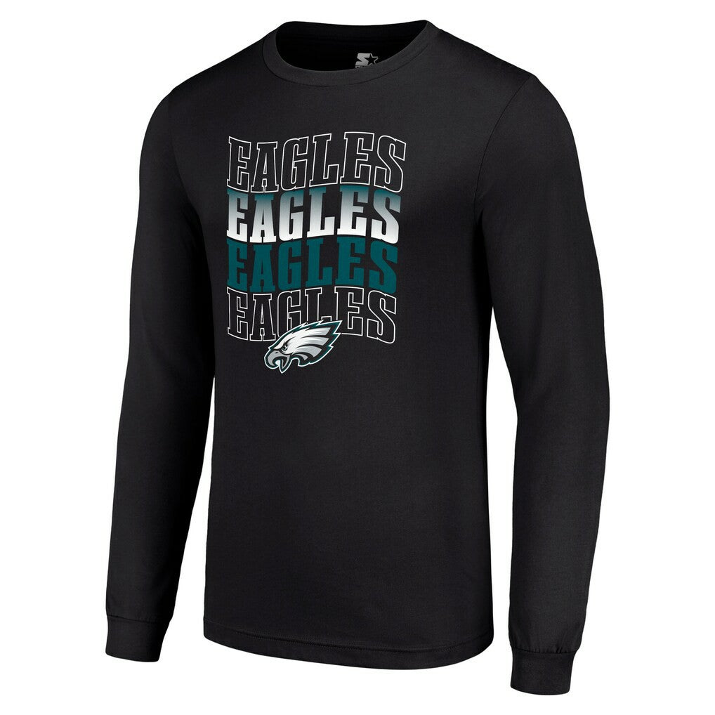 Philadelphia Eagles Starter Team Name Graphic Long Sleeve T-Shirt Black