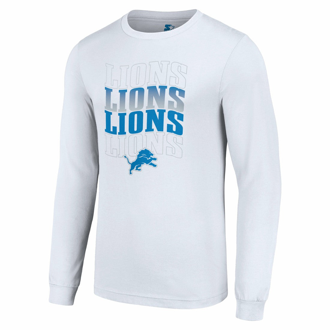 Detroit Lions Starter Team Name Graphic Long Sleeve T-Shirt White