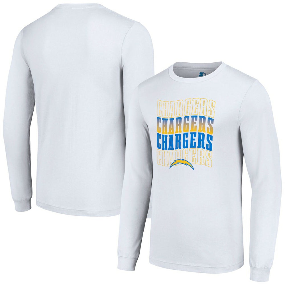 Los Angeles Chargers Starter Team Name Graphic Long Sleeve T-Shirt White