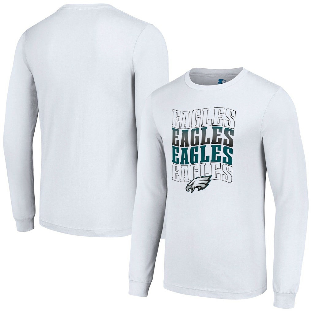 Philadelphia Eagles Starter Team Name Graphic Long Sleeve T-Shirt White