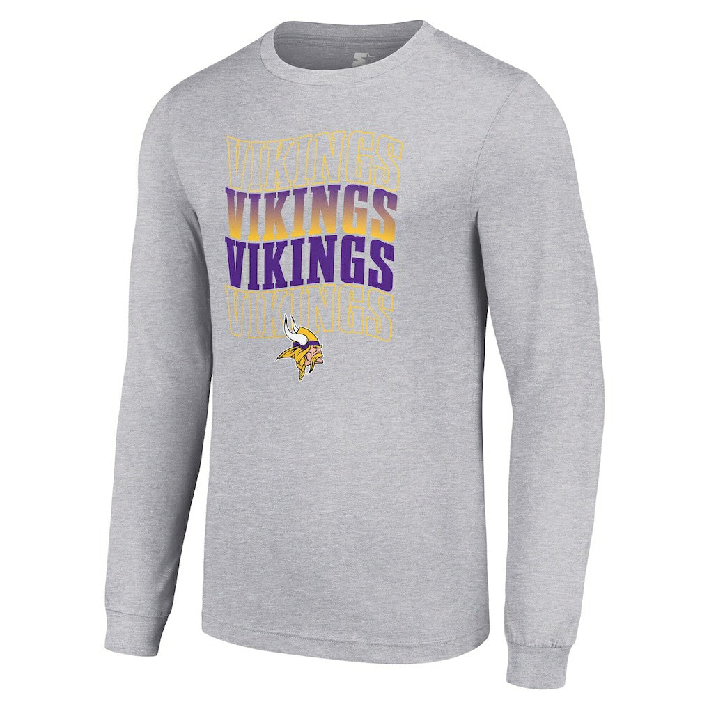 Minnesota Vikings Starter Team Name Graphic Long Sleeve T-Shirt Heather Gray