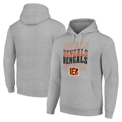 Cincinnati Bengals Starter Four Team Name Logo Fleece Pullover Hoodie Heather Gray