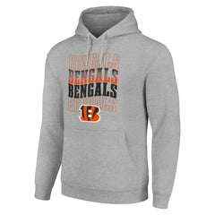 Cincinnati Bengals Starter Four Team Name Logo Fleece Pullover Hoodie Heather Gray