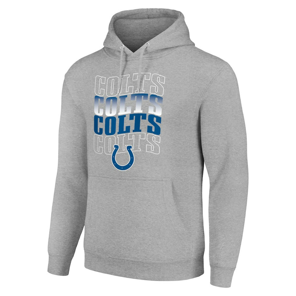 Indianapolis Colts Starter Four Team Name Logo Fleece Pullover Hoodie Heather Gray