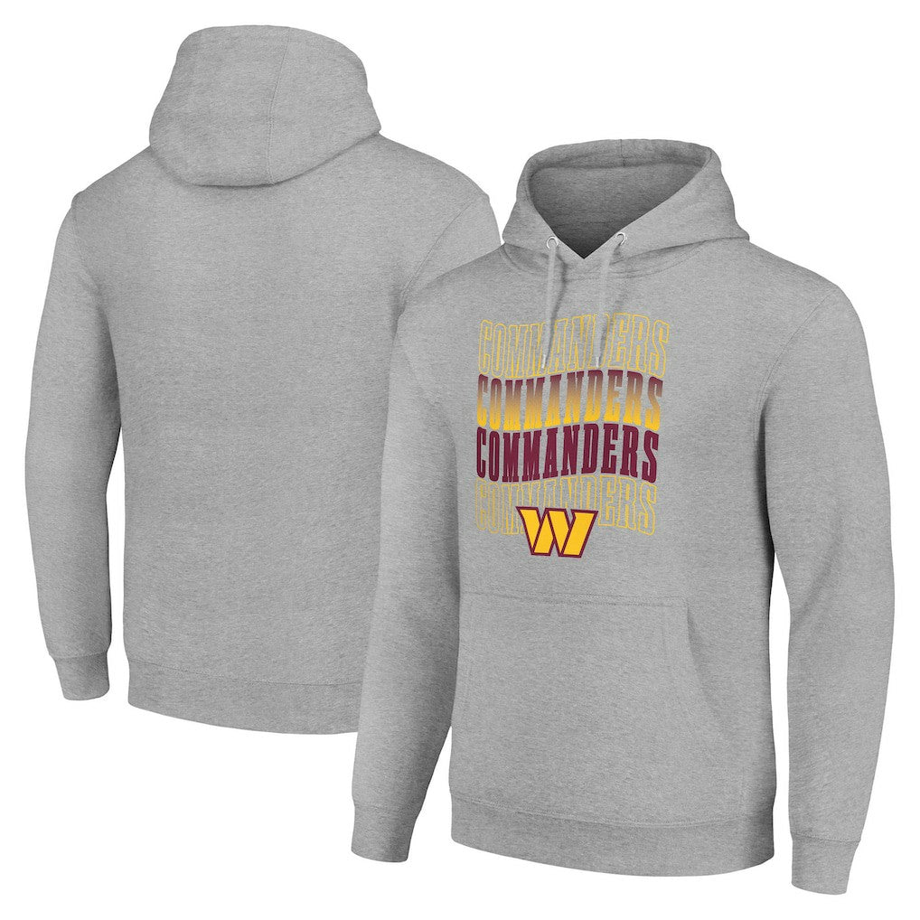 Washington Commanders Starter Four Team Name Logo Fleece Pullover Hoodie Heather Gray