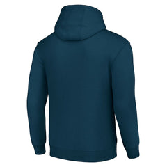Denver Broncos Starter Four Team Name Logo Fleece Pullover Hoodie Navy