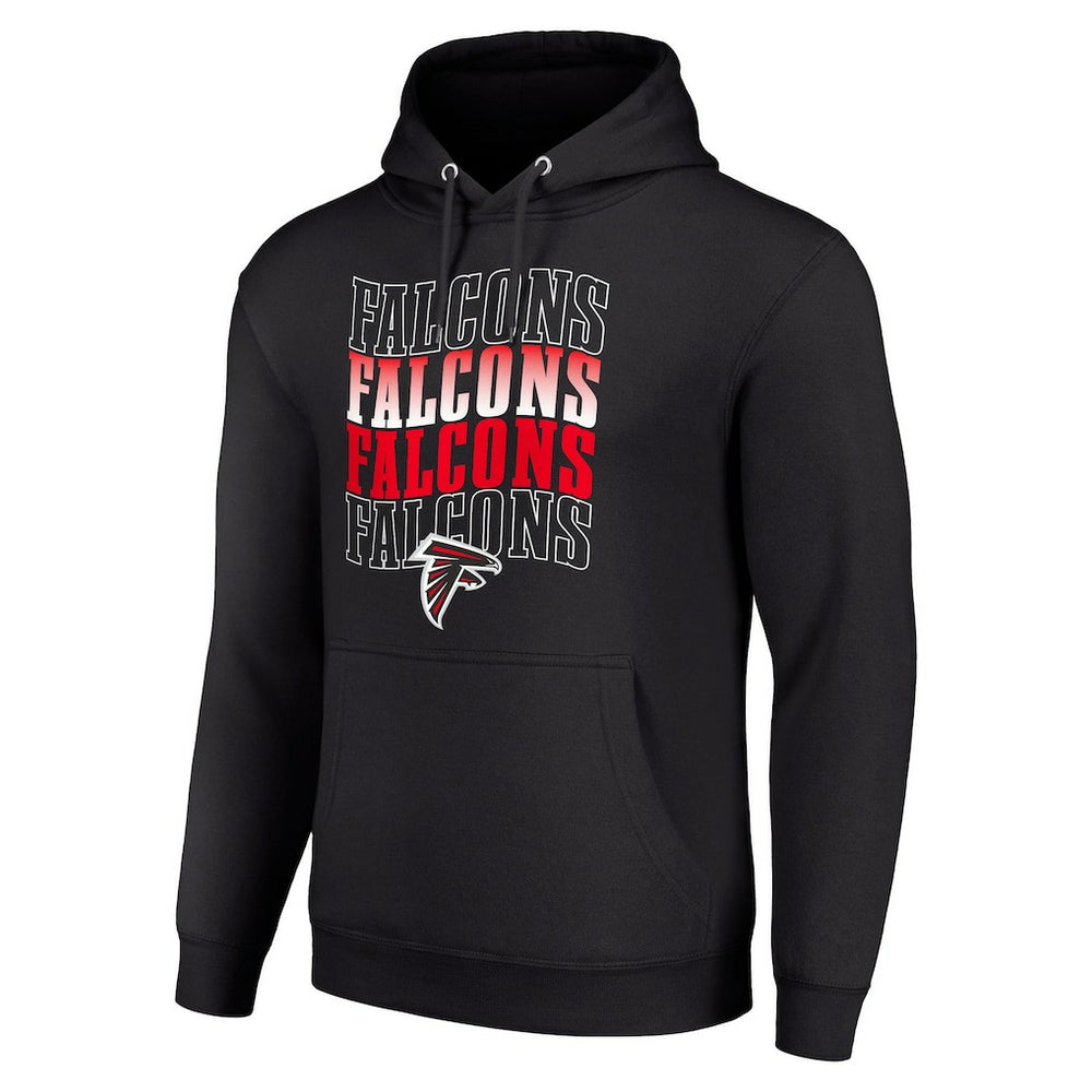 Atlanta Falcons Starter Four Team Name Logo Fleece Pullover Hoodie Black