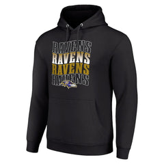 Baltimore Ravens Starter Four Team Name Logo Fleece Pullover Hoodie Black