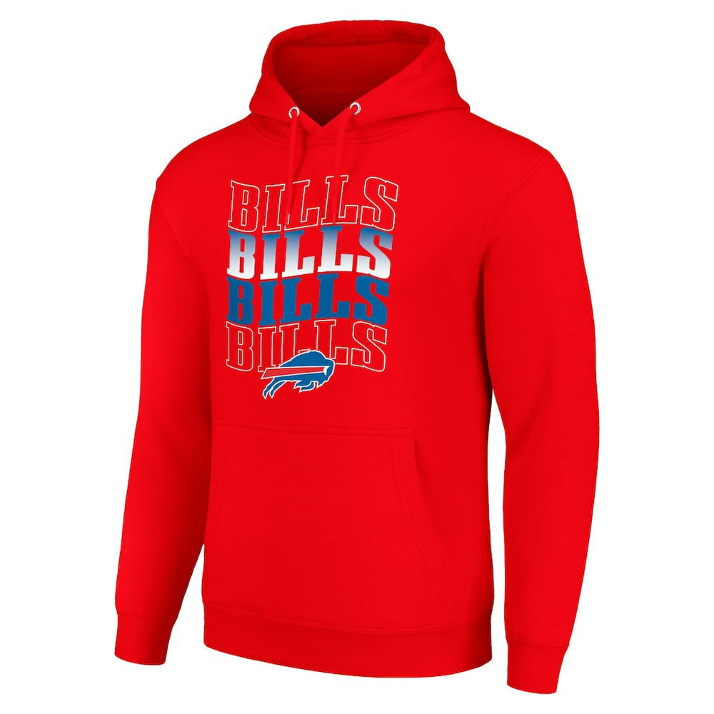 Buffalo Bills Starter Four Team Name Logo Fleece Pullover Hoodie Red