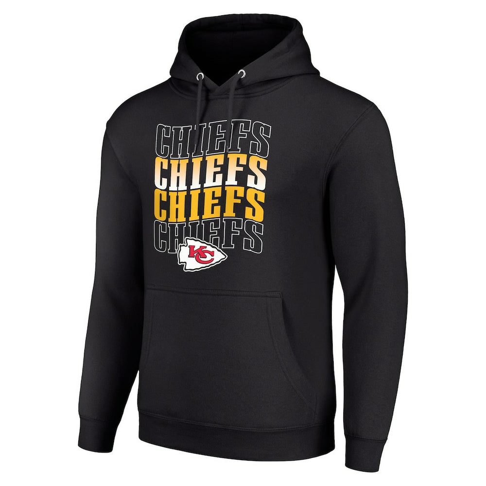 Kansas City Chiefs Starter Four Team Name Logo Fleece Pullover Hoodie Black