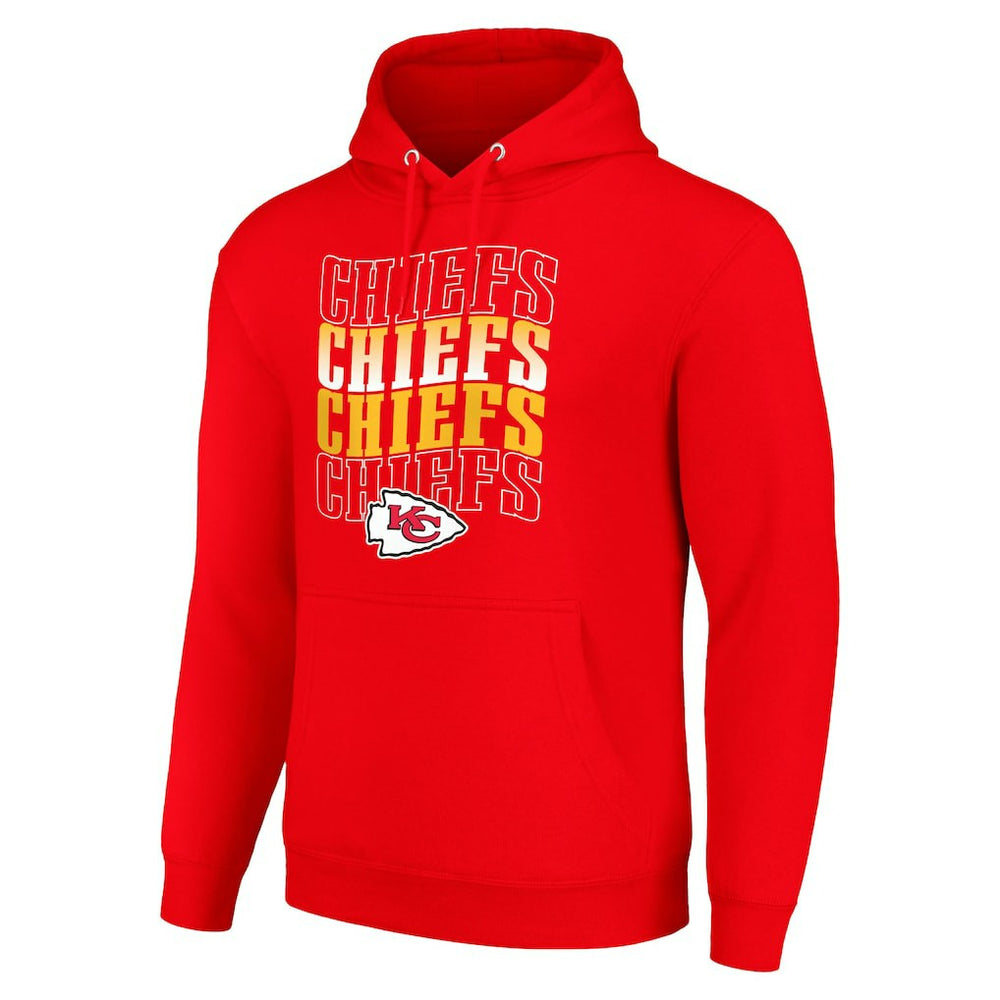 Kansas City Chiefs Starter Four Team Name Logo Fleece Pullover Hoodie Red