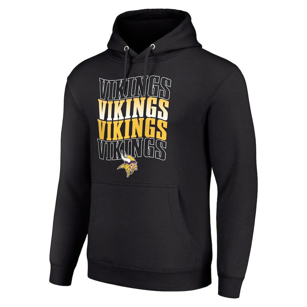 Minnesota Vikings Starter Four Team Name Logo Fleece Pullover Hoodie Black