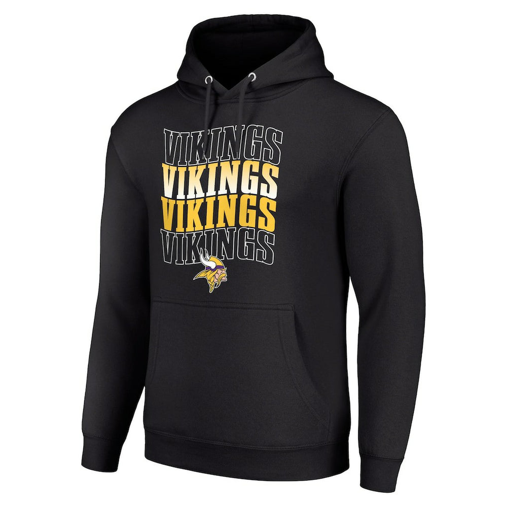 Minnesota Vikings Starter Four Team Name Logo Fleece Pullover Hoodie Black
