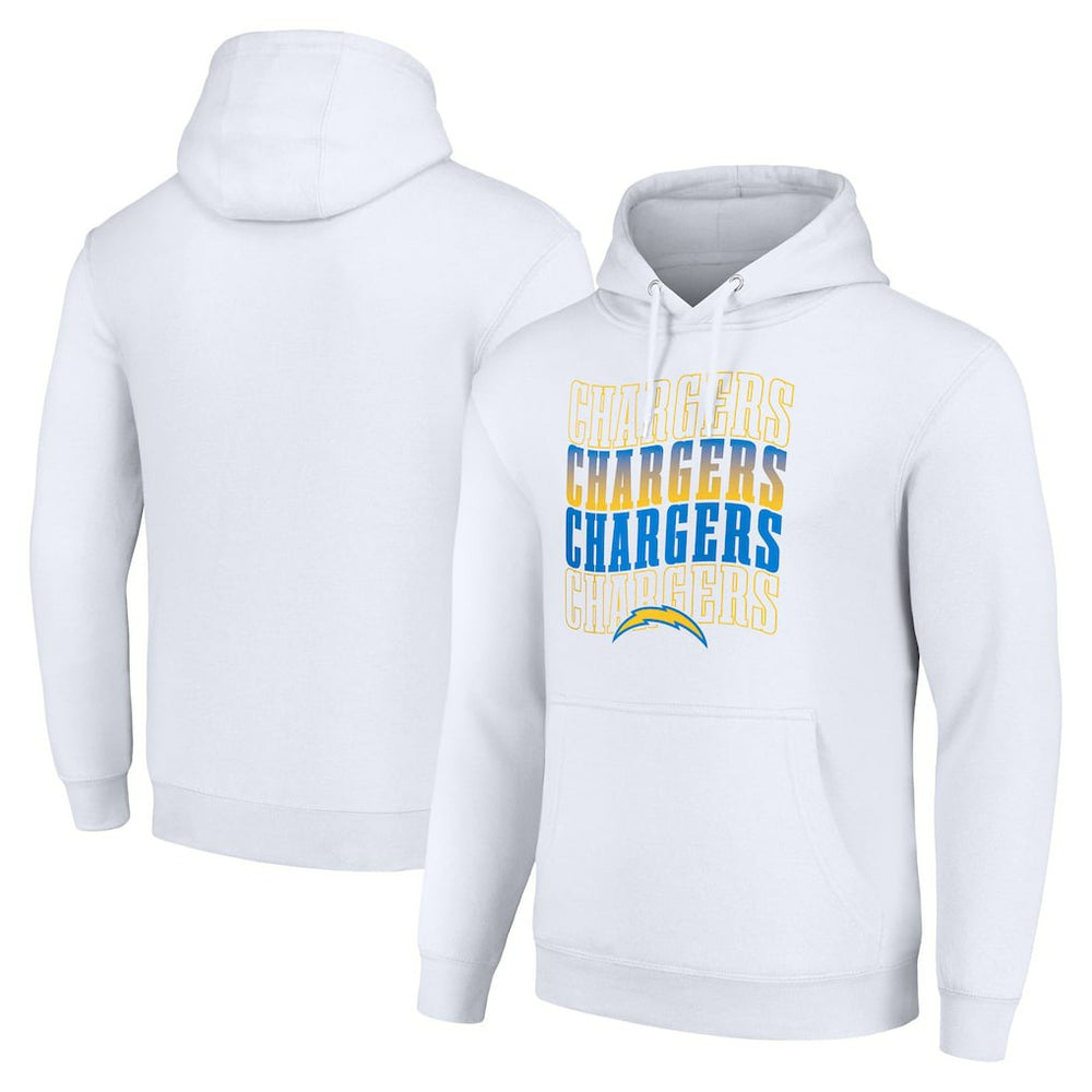 Los Angeles Chargers Starter Four Team Name Logo Fleece Pullover Hoodie White