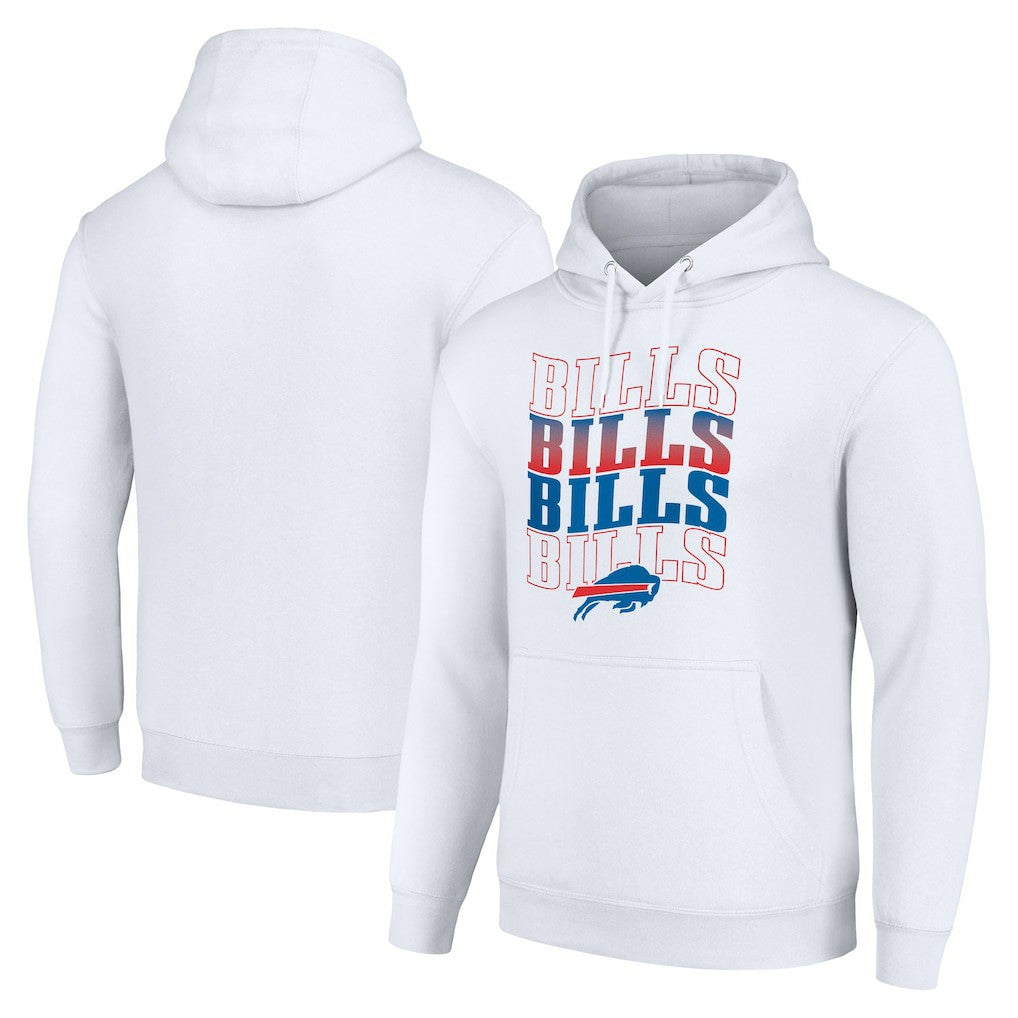 Buffalo Bills Starter Four Team Name Logo Fleece Pullover Hoodie White