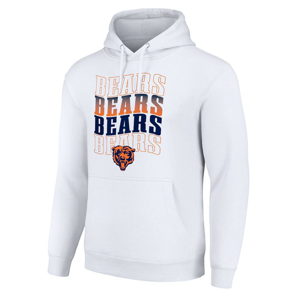 Chicago Bears Starter Four Team Name Logo Fleece Pullover Hoodie White