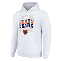 Chicago Bears Starter Four Team Name Logo Fleece Pullover Hoodie White