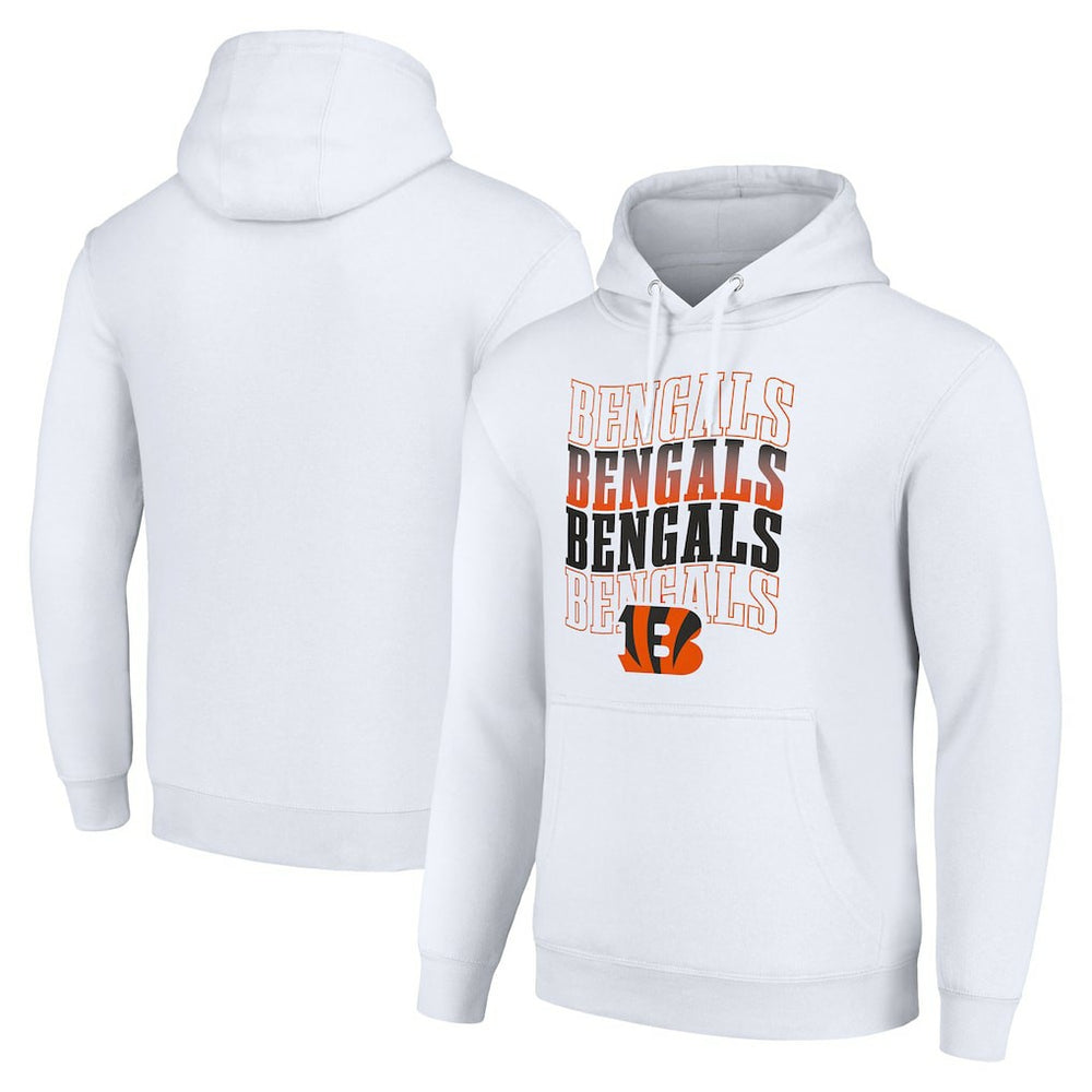 Cincinnati Bengals Starter Four Team Name Logo Fleece Pullover Hoodie White