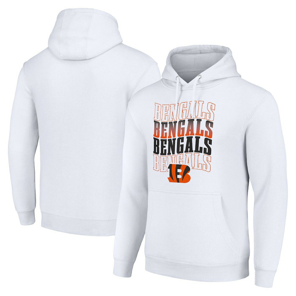 Cincinnati Bengals Starter Four Team Name Logo Fleece Pullover Hoodie White